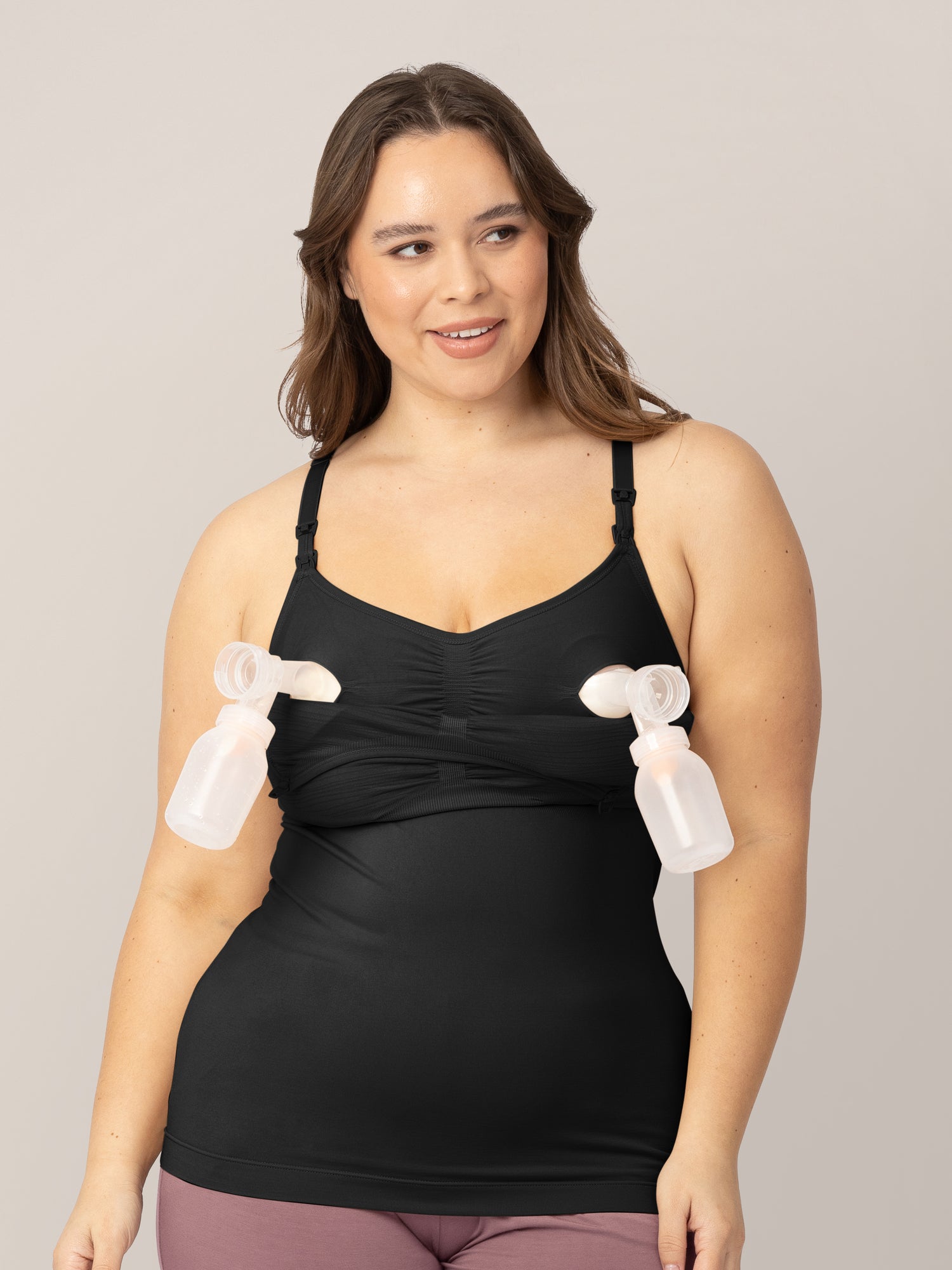 tank nursing dress Sublime Hands-Free Pumping & Nursing Tank | Black - Regular (B-D) / XL