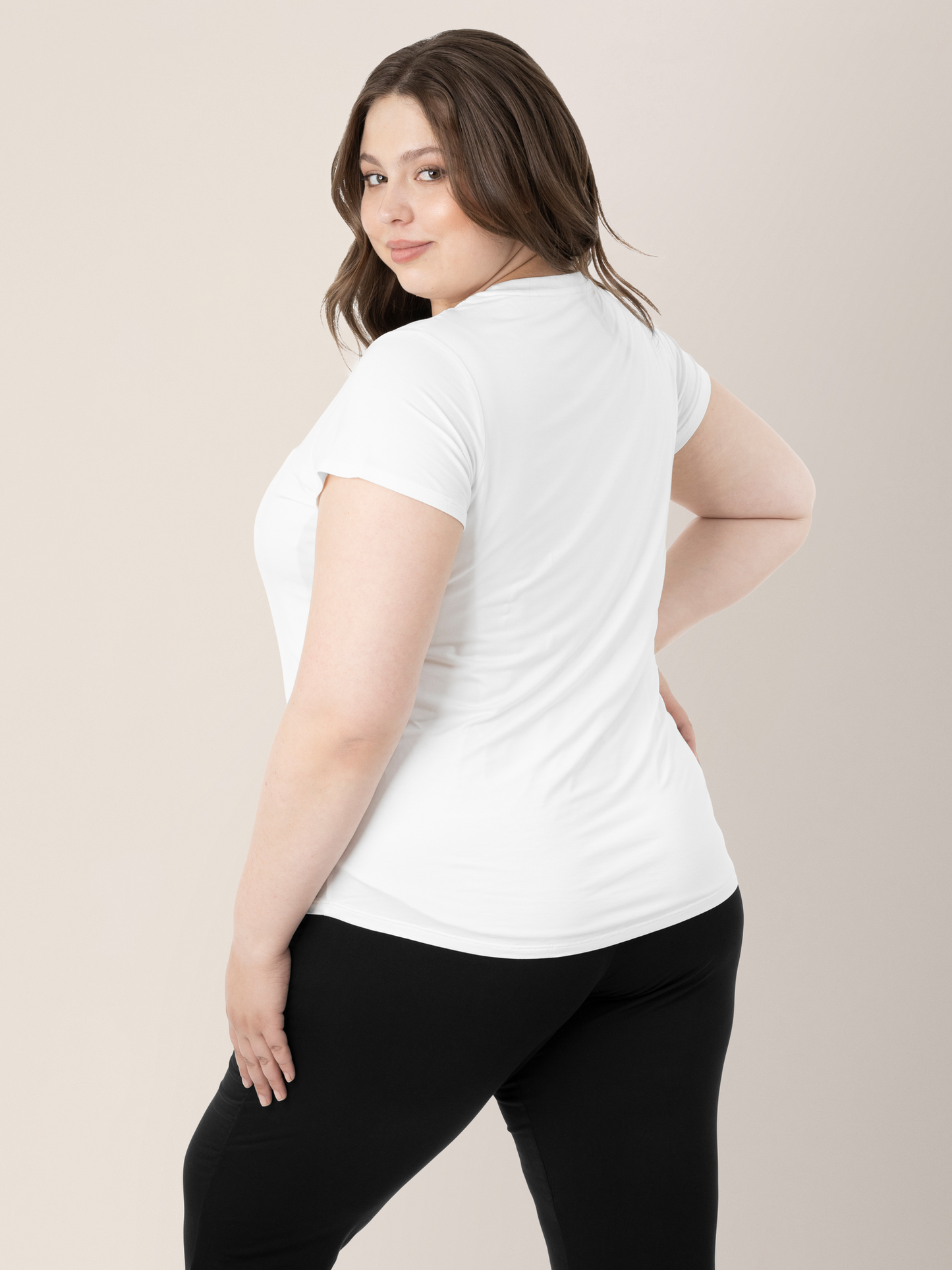 Back of a model wearing the Everyday Maternity & Nursing T-shirt in White 