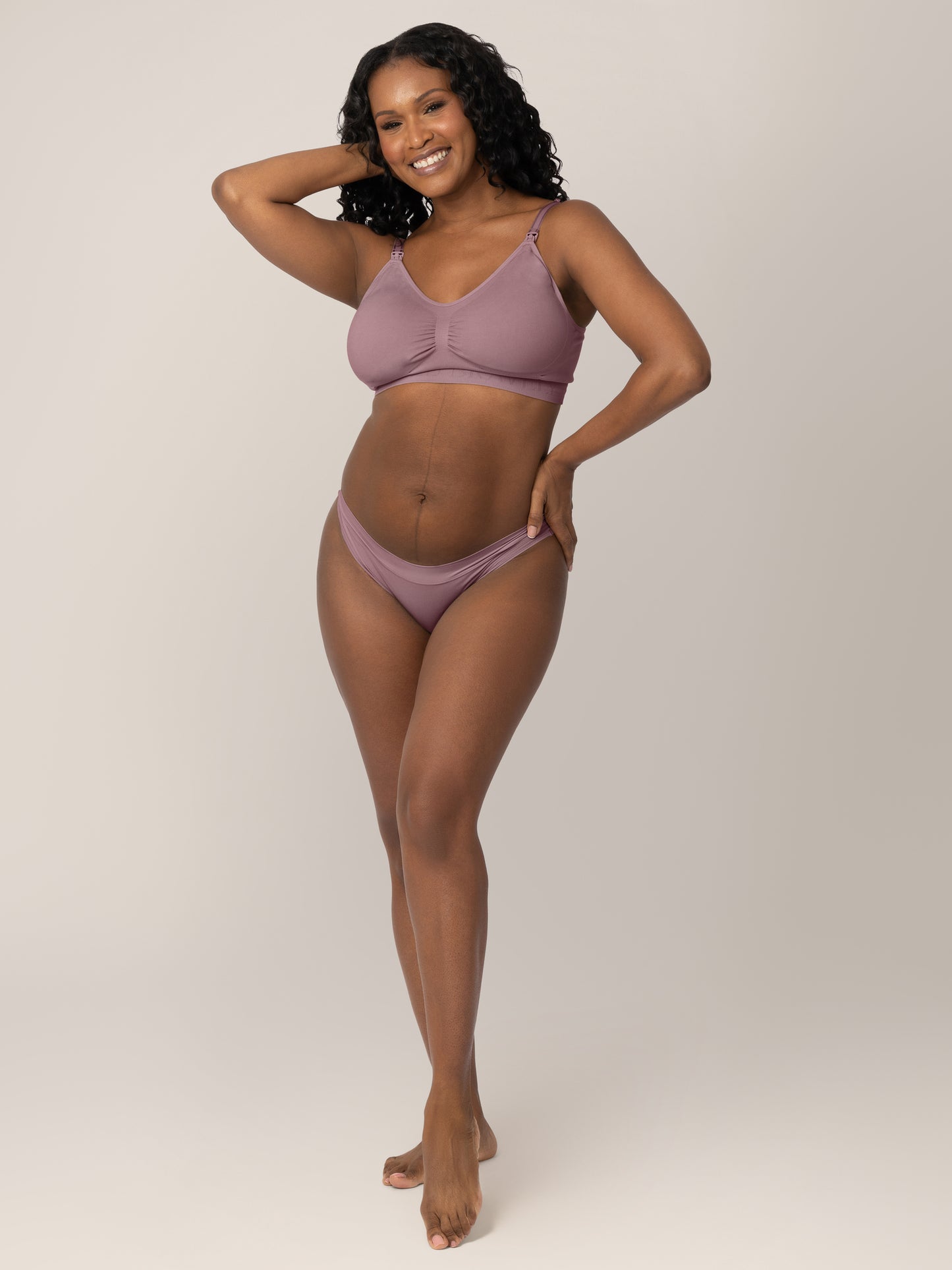 Model wearing the Grow with Me™ Maternity & Postpartum Thong in Twilight