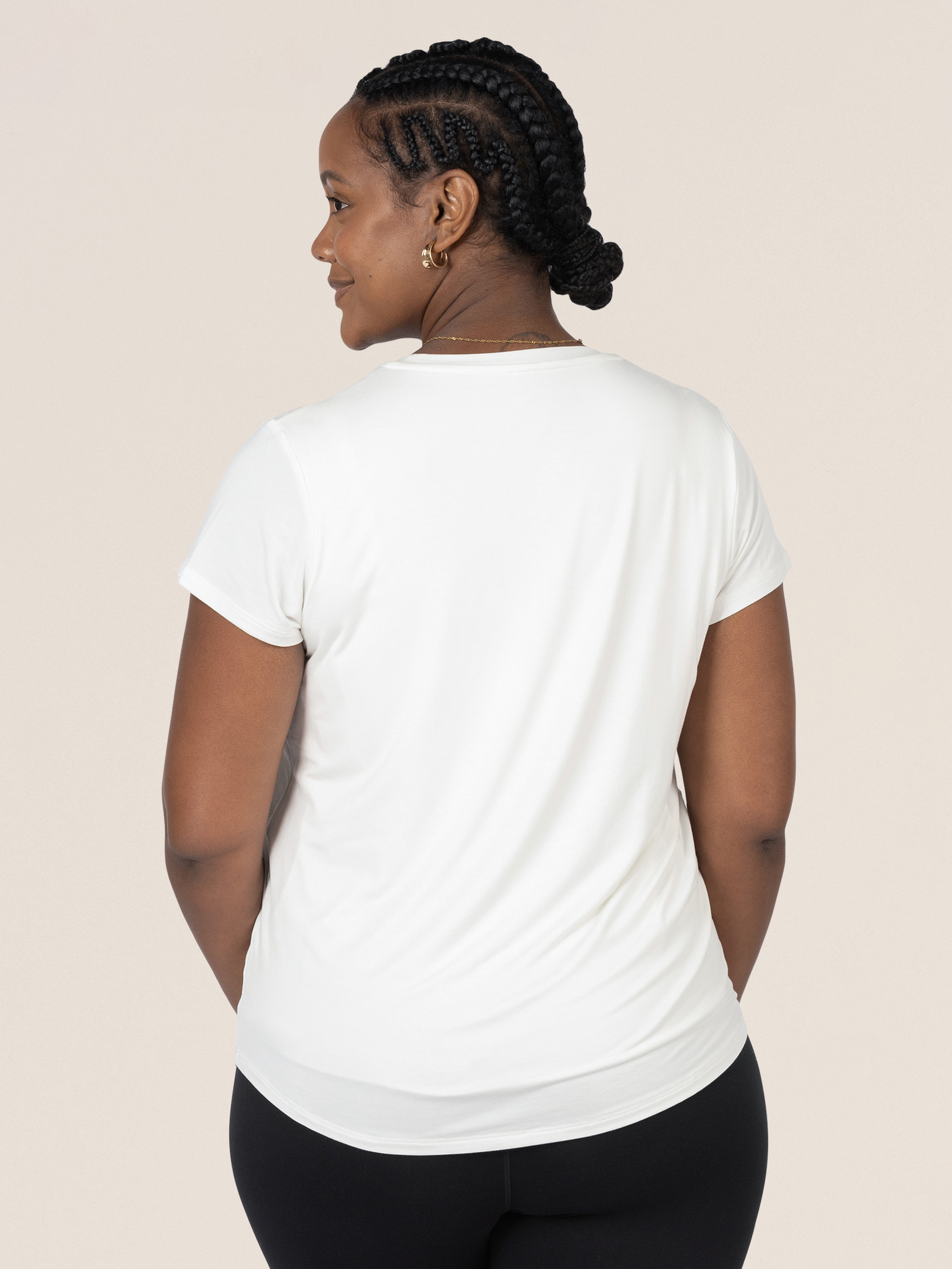 Back of a model wearing the Everyday Maternity & Nursing T-shirt in White 