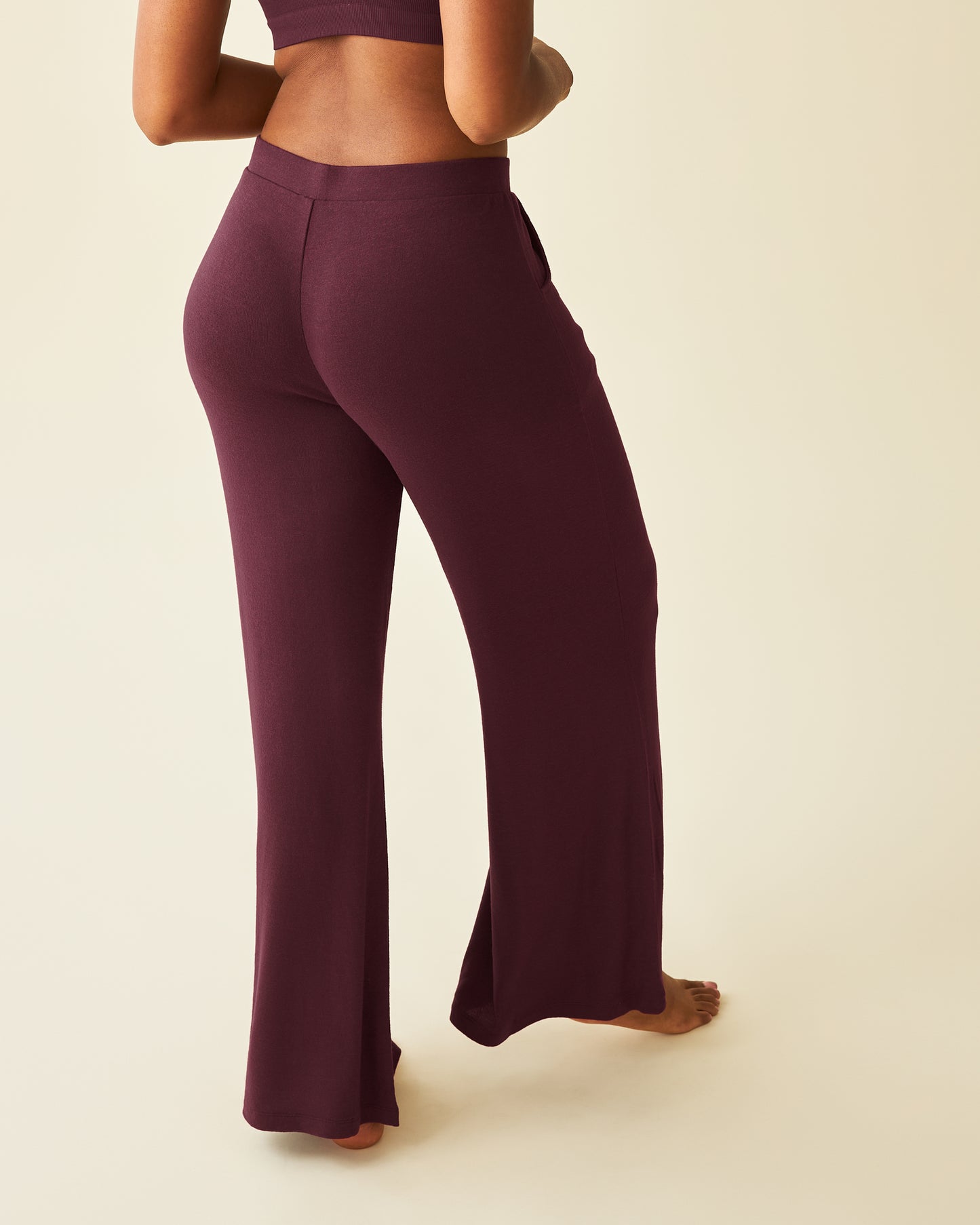 CozyKnit Wide Leg Lounge Pant | Deep Burgundy