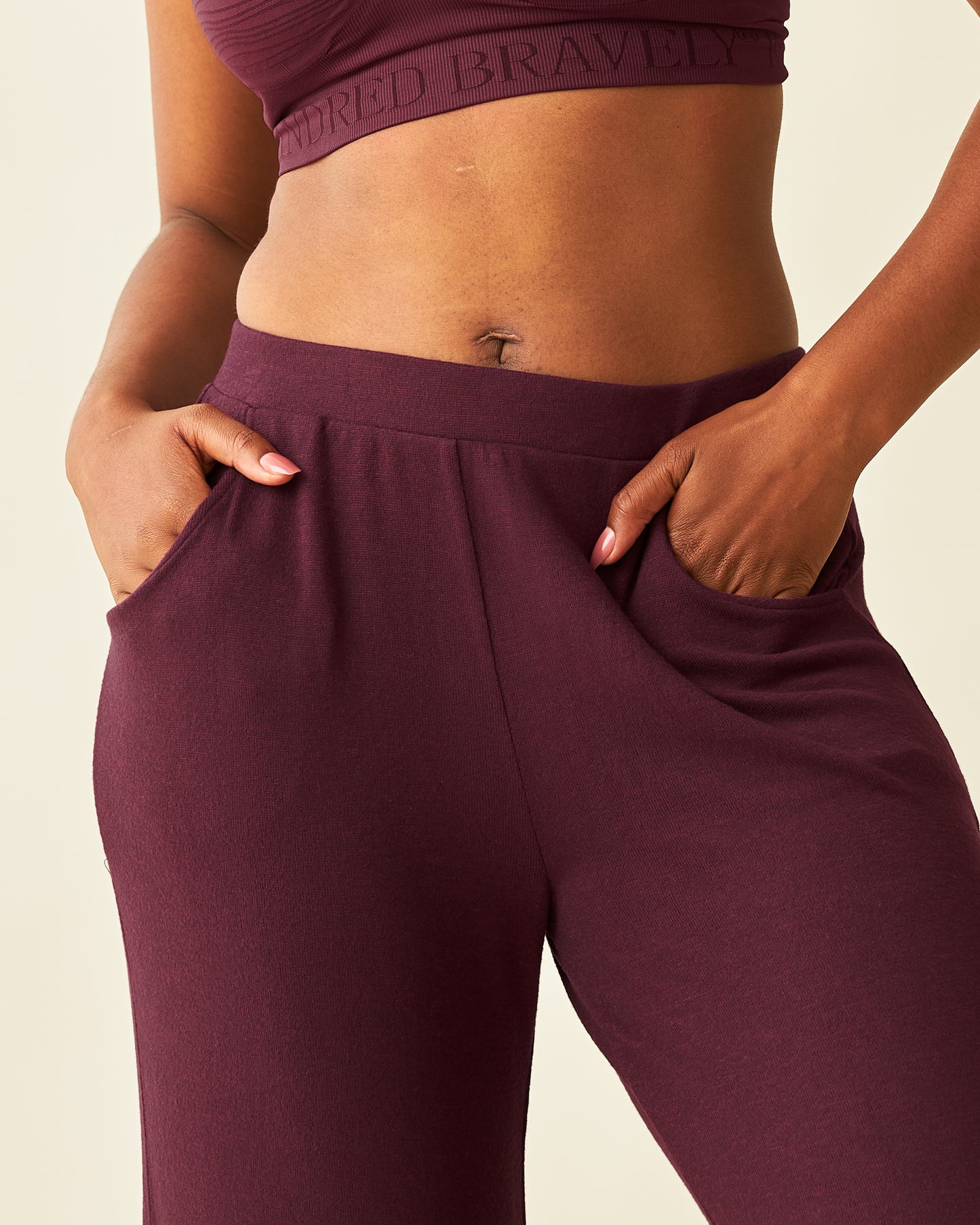CozyKnit Wide Leg Lounge Pant | Deep Burgundy