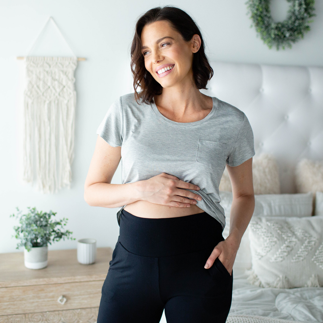 Bamboo Maternity & Postpartum Lounge Pants | Long - Black-Bottoms & Dresses-Kindred Bravely