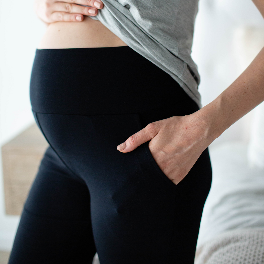 Bamboo Maternity & Postpartum Lounge Pants | Long - Black-Bottoms & Dresses-Kindred Bravely