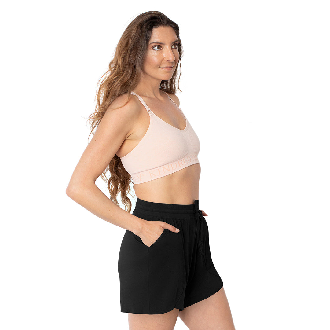 Bamboo Maternity & Postpartum Lounge Shorts | Black-Bottoms & Dresses-Kindred Bravely