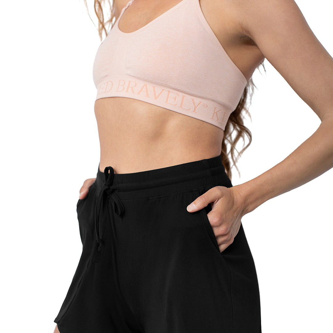 Bamboo Maternity & Postpartum Lounge Shorts | Black-Bottoms & Dresses-Kindred Bravely