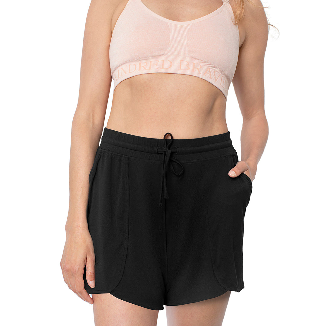 Bamboo Maternity & Postpartum Lounge Shorts | Black-Bottoms & Dresses-Kindred Bravely