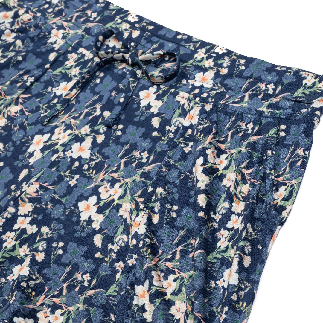 Bamboo Maternity & Postpartum Lounge Shorts | Blue Floral-Bottoms & Dresses-Kindred Bravely