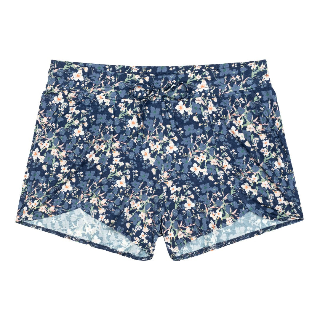 Bamboo Maternity & Postpartum Lounge Shorts | Blue Floral-Bottoms & Dresses-Kindred Bravely