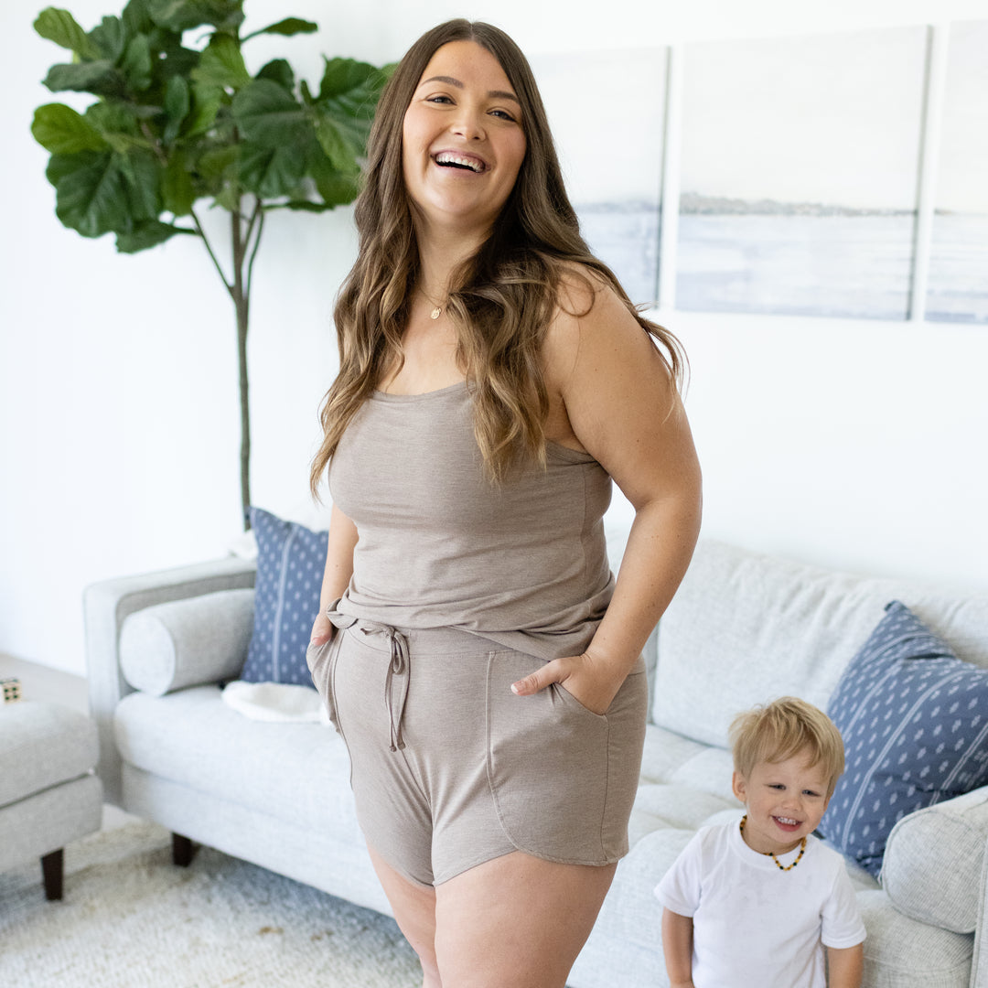 Bamboo Maternity & Postpartum Lounge Shorts | Wheat-Bottoms & Dresses-Kindred Bravely