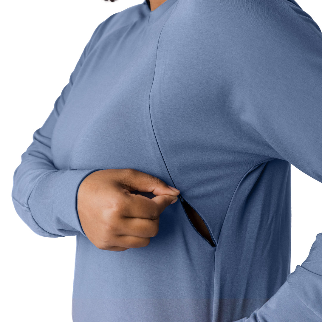 Bamboo Nursing & Maternity Crew Pullover | Slate Blue-Tops-Kindred Bravely