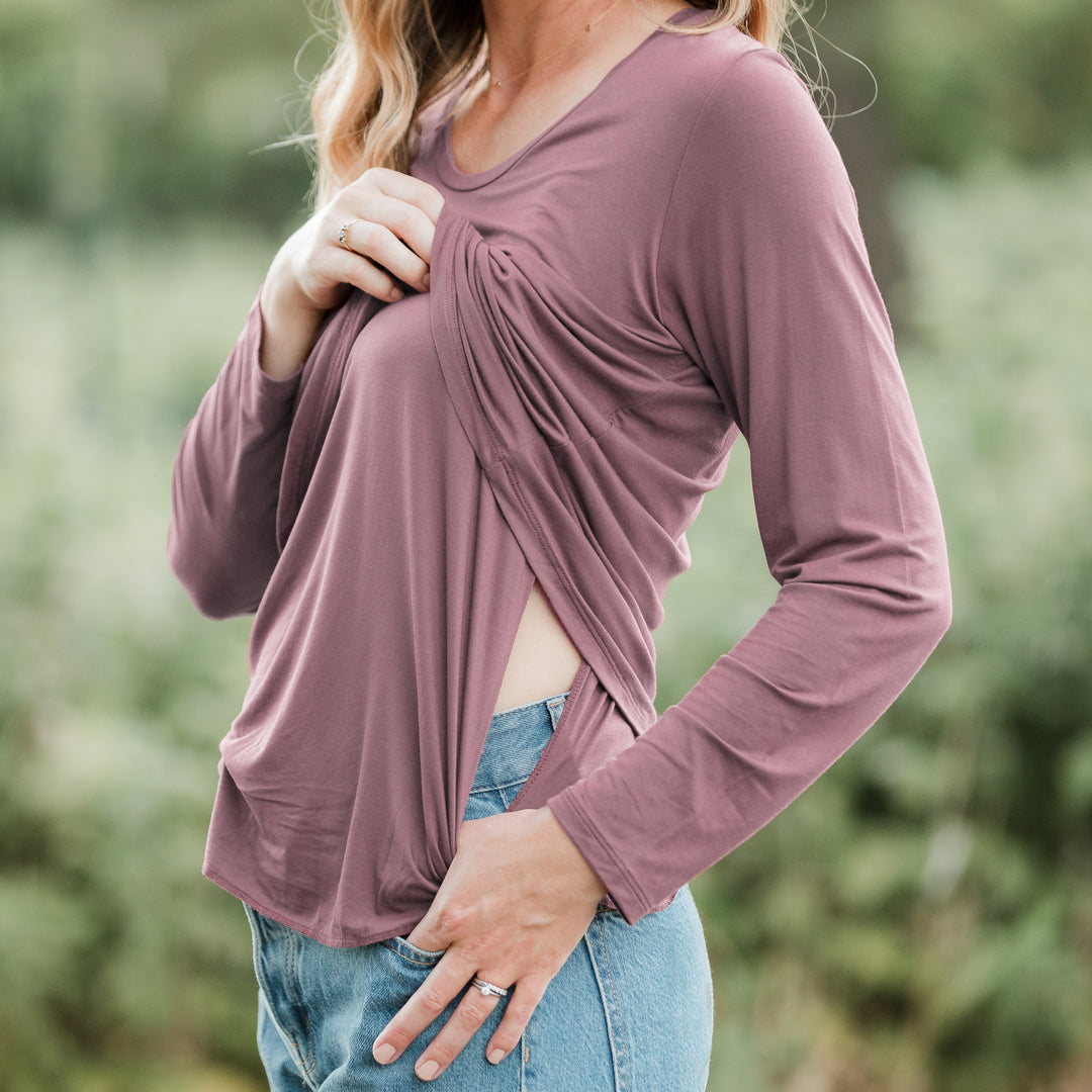 Bamboo Nursing & Maternity Long Sleeve T-shirt | Twilight-Tops-Kindred Bravely