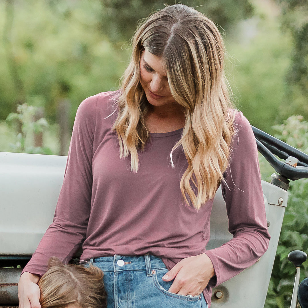 Bamboo Nursing & Maternity Long Sleeve T-shirt | Twilight-Tops-Kindred Bravely