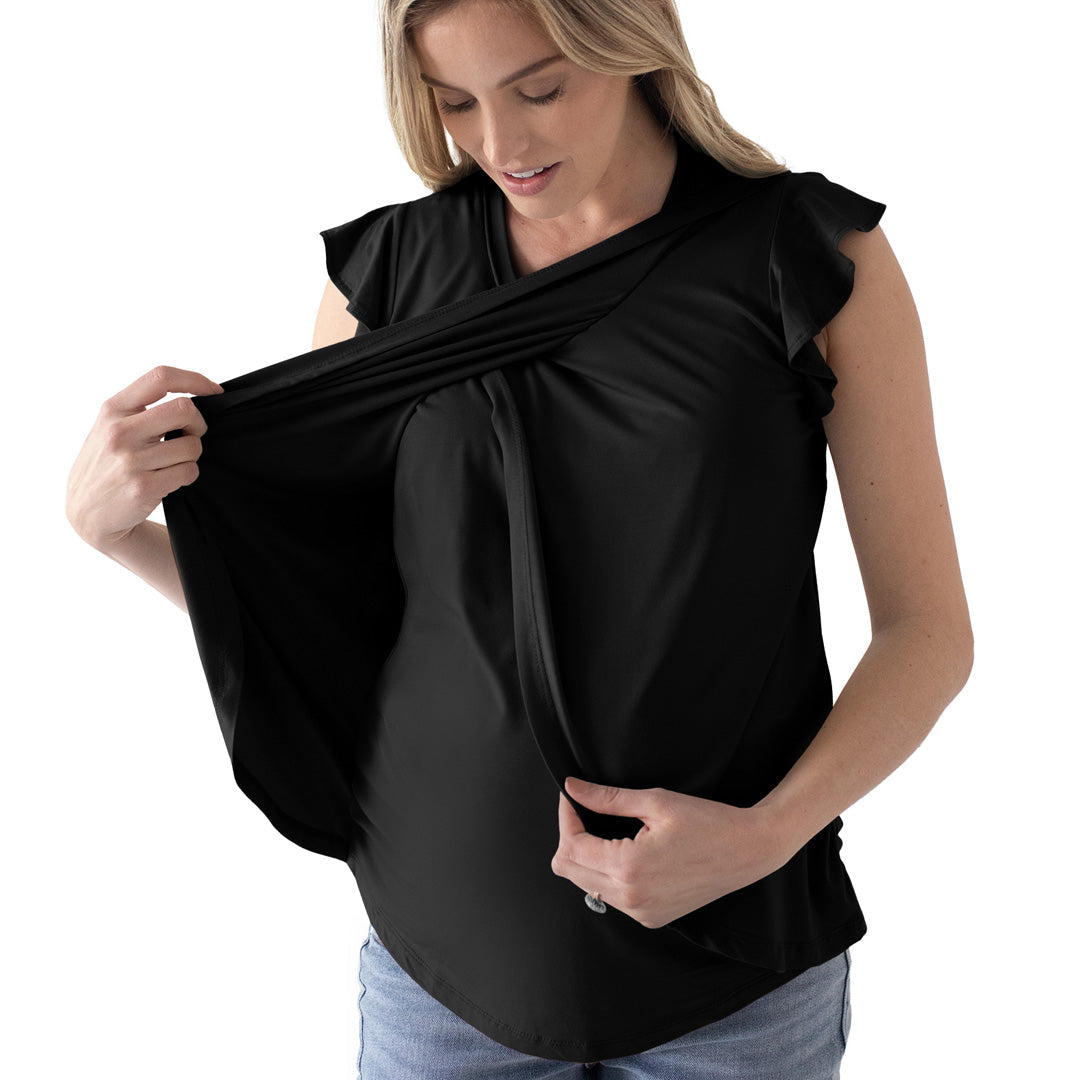 Bamboo Nursing & Maternity Tulip Hem Top | Black-Tops-Kindred Bravely