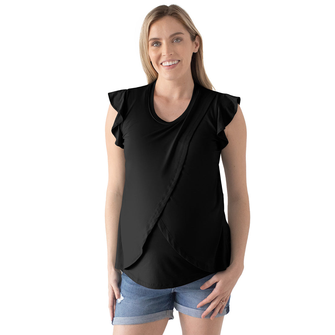 Bamboo Nursing & Maternity Tulip Hem Top | Black-Tops-Kindred Bravely