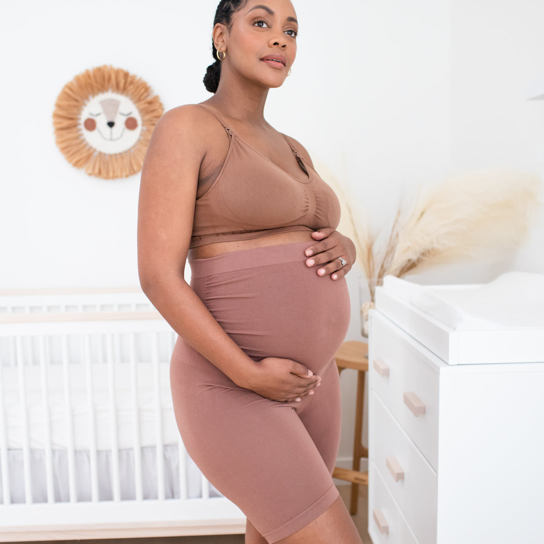 Bamboo Seamless No Rub Maternity Thigh Saver | Mocha-Underwear-Kindred Bravely