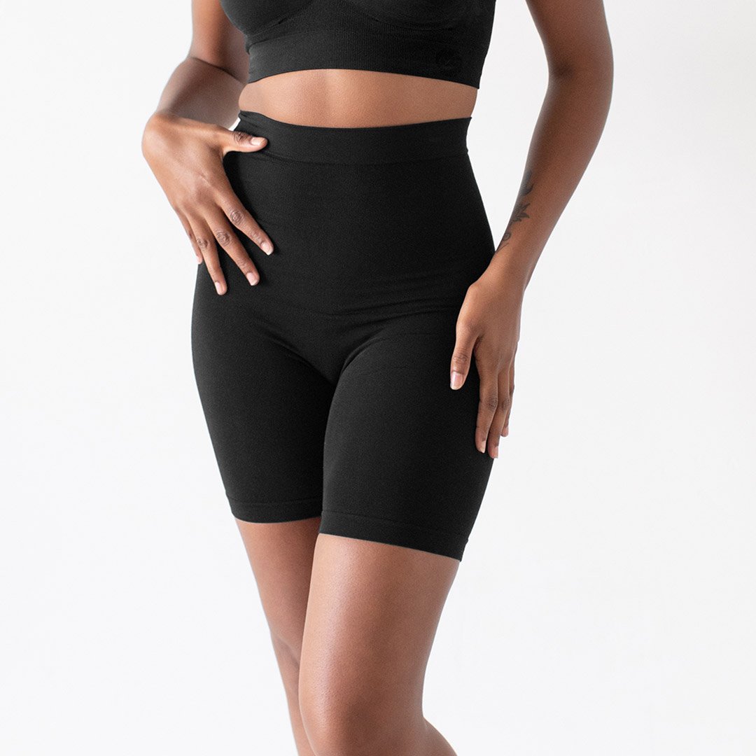 Bamboo Seamless No Rub Postpartum Thigh Saver | Black-Underwear-Kindred Bravely