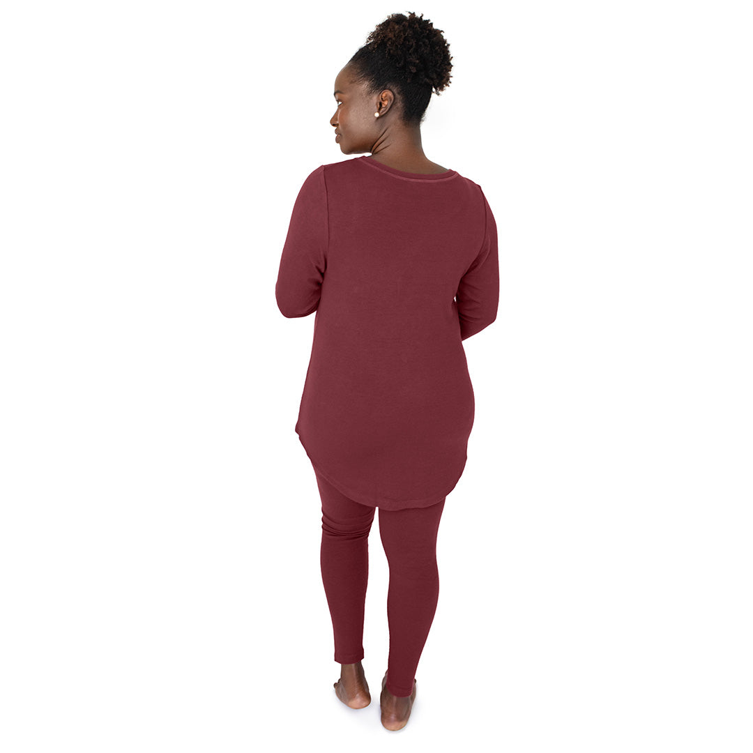 Bella Ribbed Maternity Pajama Set | Maroon-Pajamas-Kindred Bravely