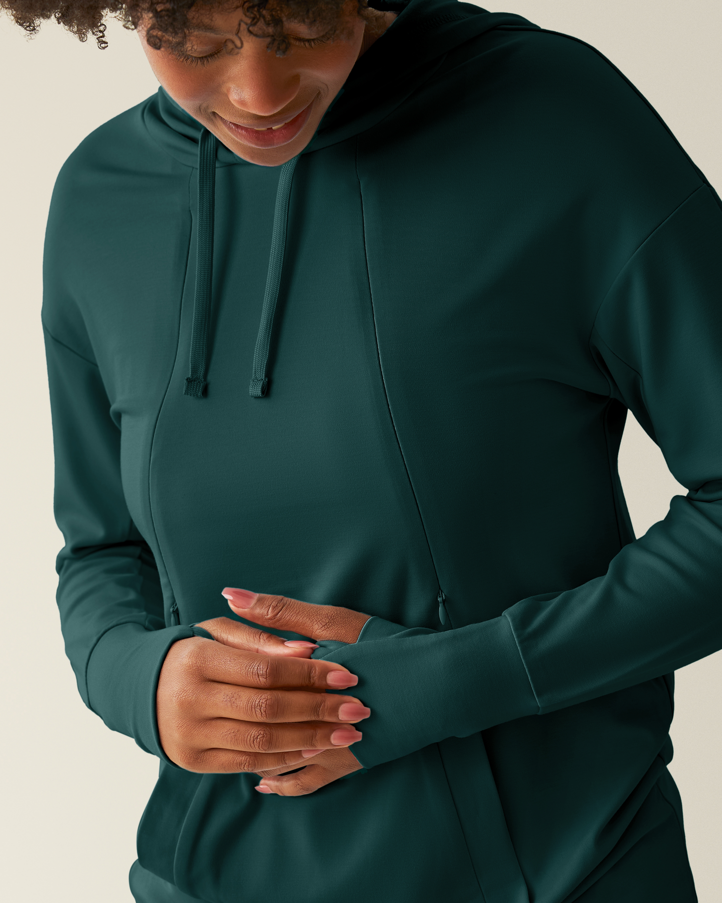 Brushed Bamboo Maternity & Nursing Hoodie | Evergreen