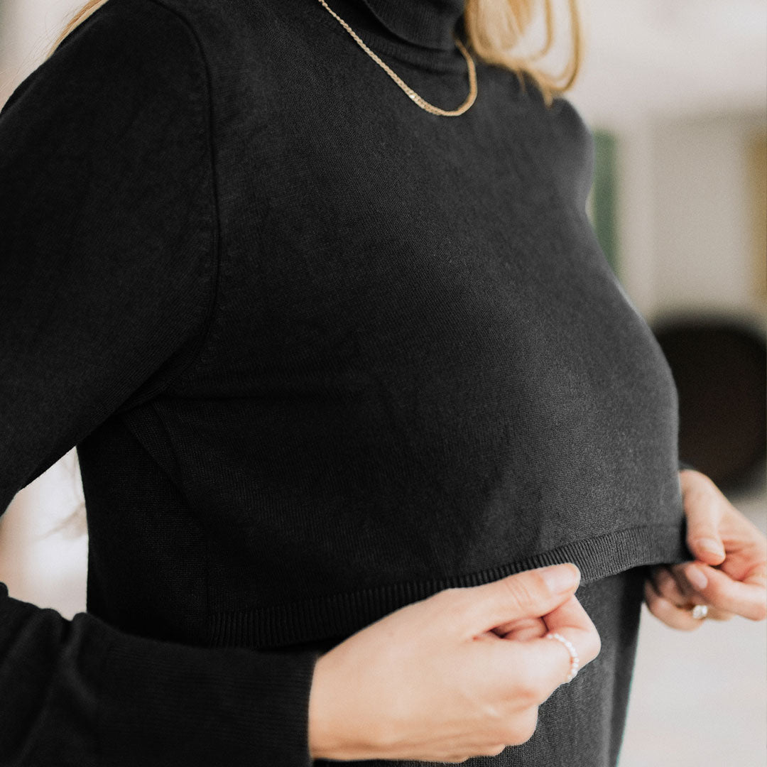 Classic Nursing & Maternity Turtleneck | Black-Tops-Kindred Bravely