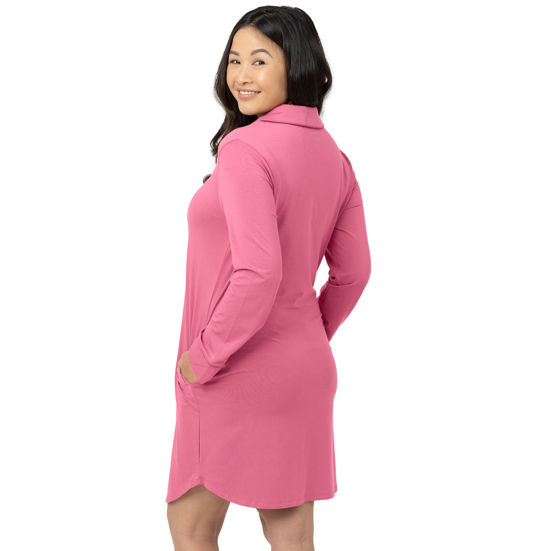 Clea Bamboo Classic Long Sleeve Sleep Shirt | Peony-Pajamas-Kindred Bravely
