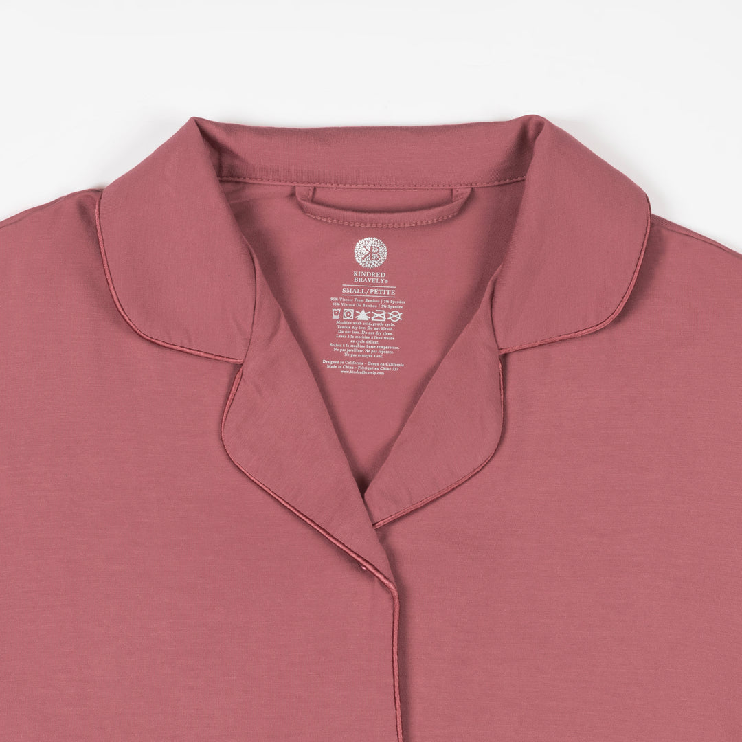 Clea Bamboo Classic Long Sleeve Sleep Shirt | Peony-Pajamas-Kindred Bravely