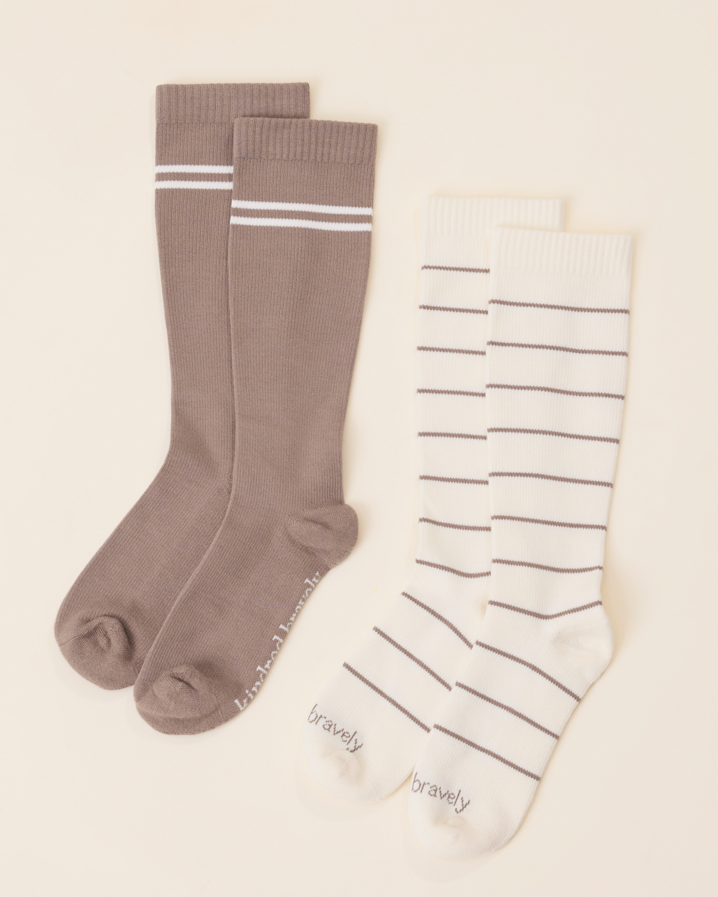 Premium Maternity Compression Socks (2-Pack) | Ivory & Taupe