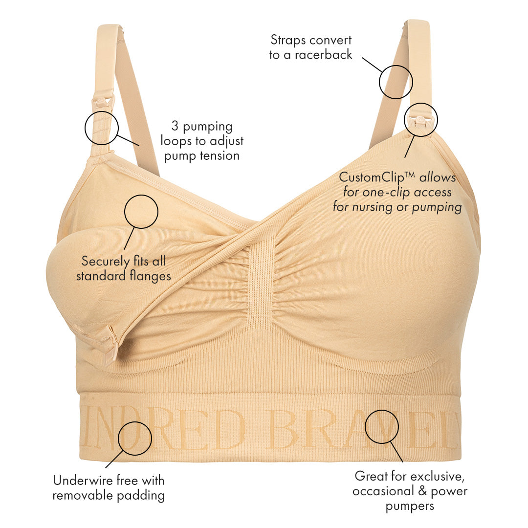 Convertible Sublime® Hands-Free Pumping & Nursing Bra | Beige-Bras-Kindred Bravely