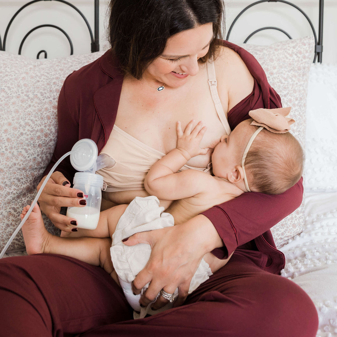 Convertible Sublime® Hands-Free Pumping & Nursing Bra | Beige-Bras-Kindred Bravely
