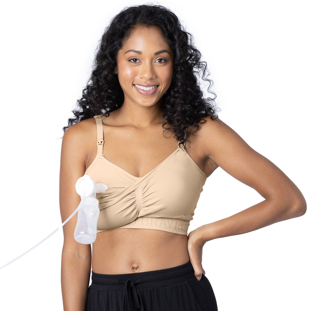 Convertible Sublime® Hands-Free Pumping & Nursing Bra | Beige-Bras-Kindred Bravely