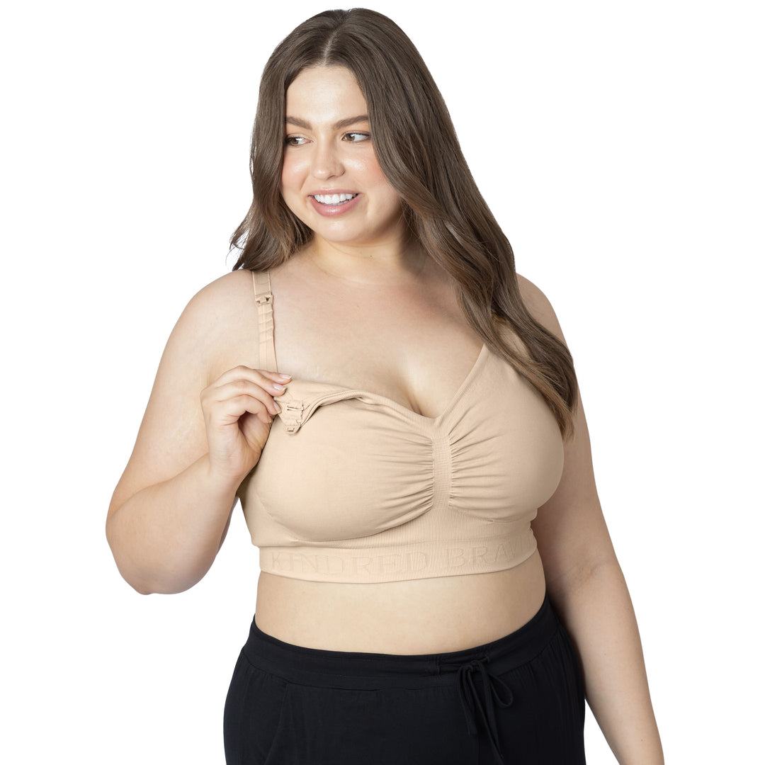 Convertible Sublime® Hands-Free Pumping & Nursing Bra | Beige-Bras-Kindred Bravely