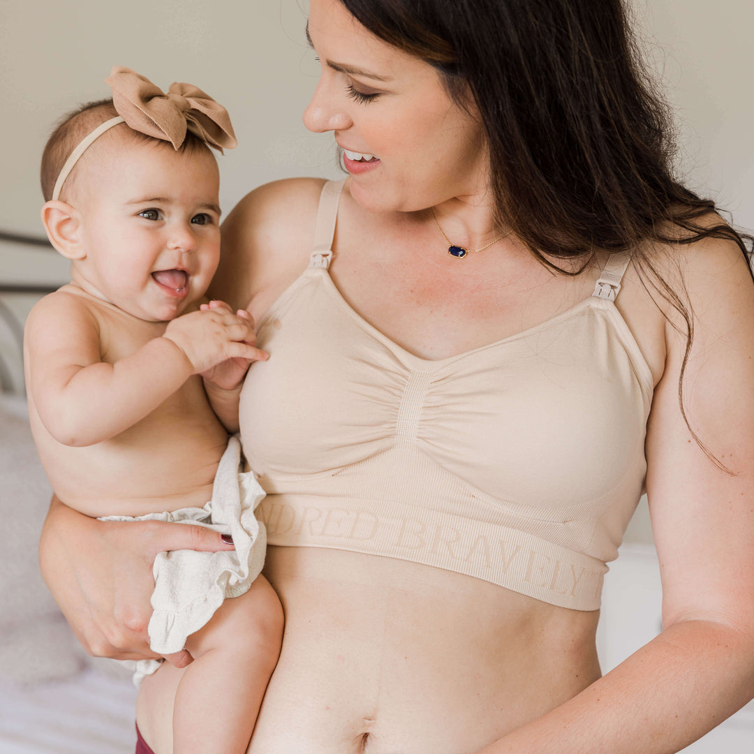 Convertible Sublime® Hands-Free Pumping & Nursing Bra | Beige-Bras-Kindred Bravely