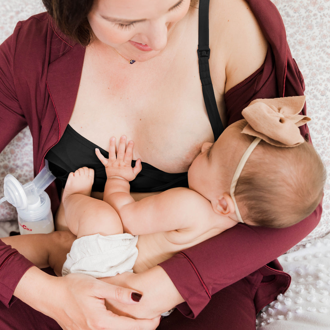 Convertible Sublime® Hands-Free Pumping & Nursing Bra | Black-Bras-Kindred Bravely