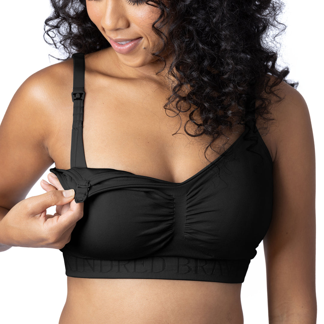 Convertible Sublime® Hands-Free Pumping & Nursing Bra | Black-Bras-Kindred Bravely