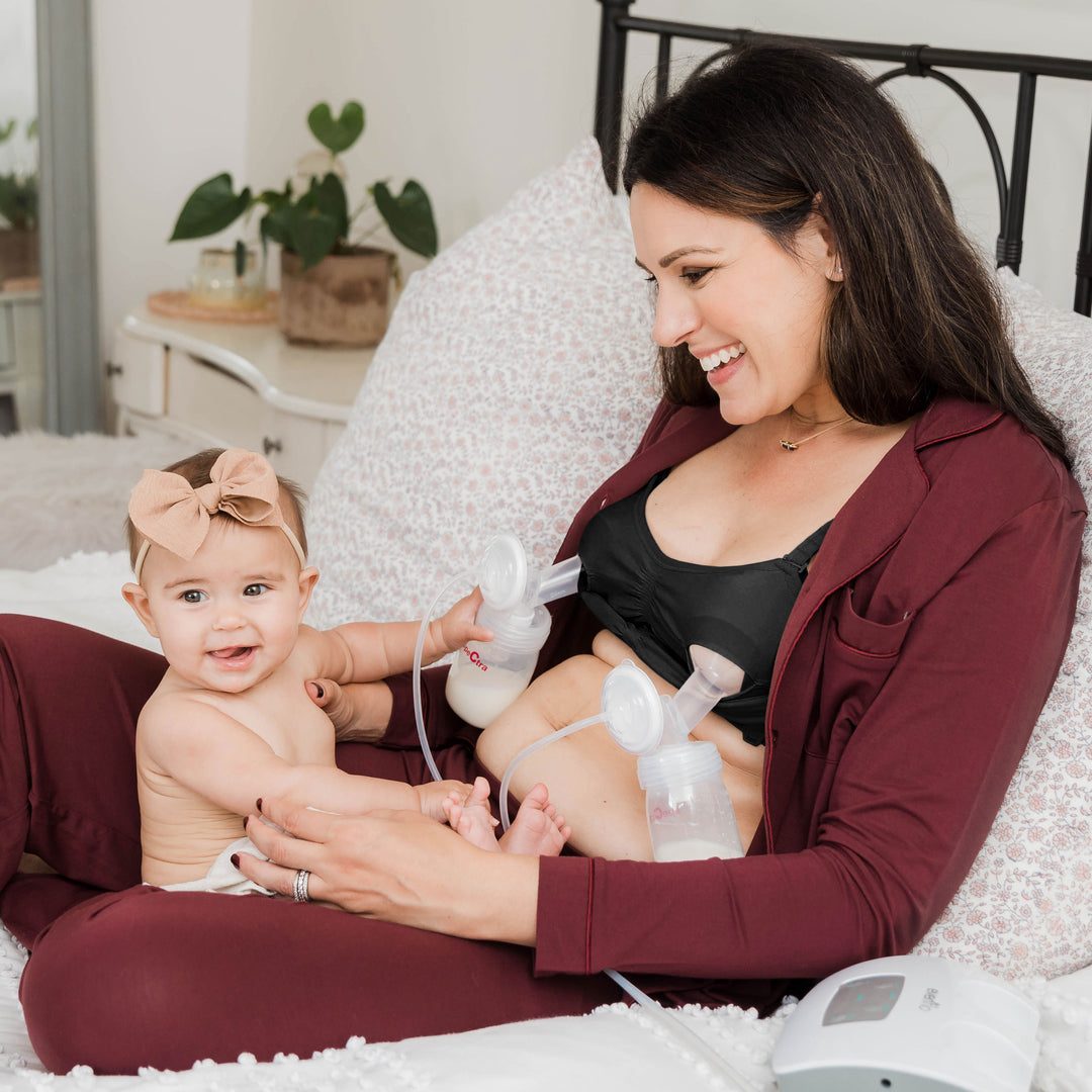 Convertible Sublime® Hands-Free Pumping & Nursing Bra | Black-Bras-Kindred Bravely