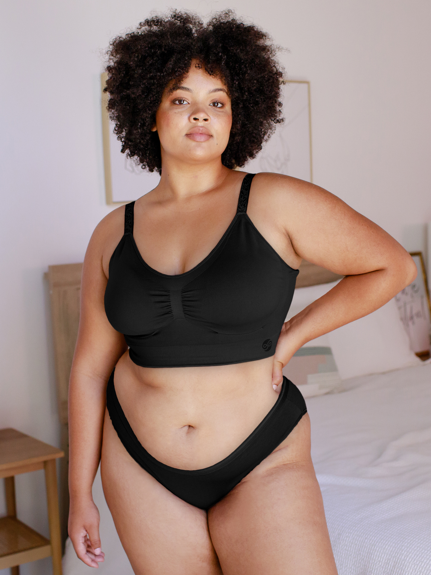 Model wearing the Nellie Sublime® Wireless Bra in black