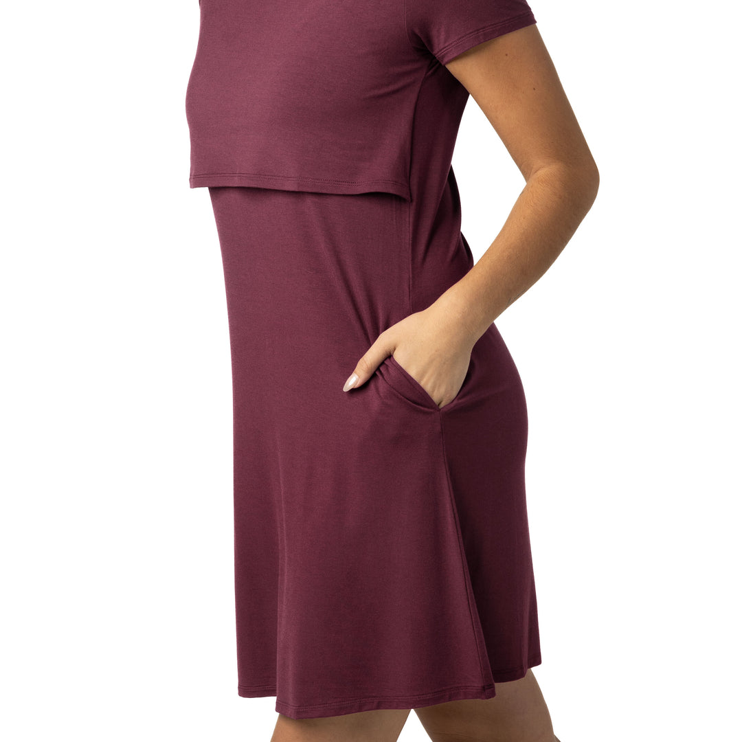 Eleanora Bamboo Maternity & Nursing Lounge Dress | Heathered Fig