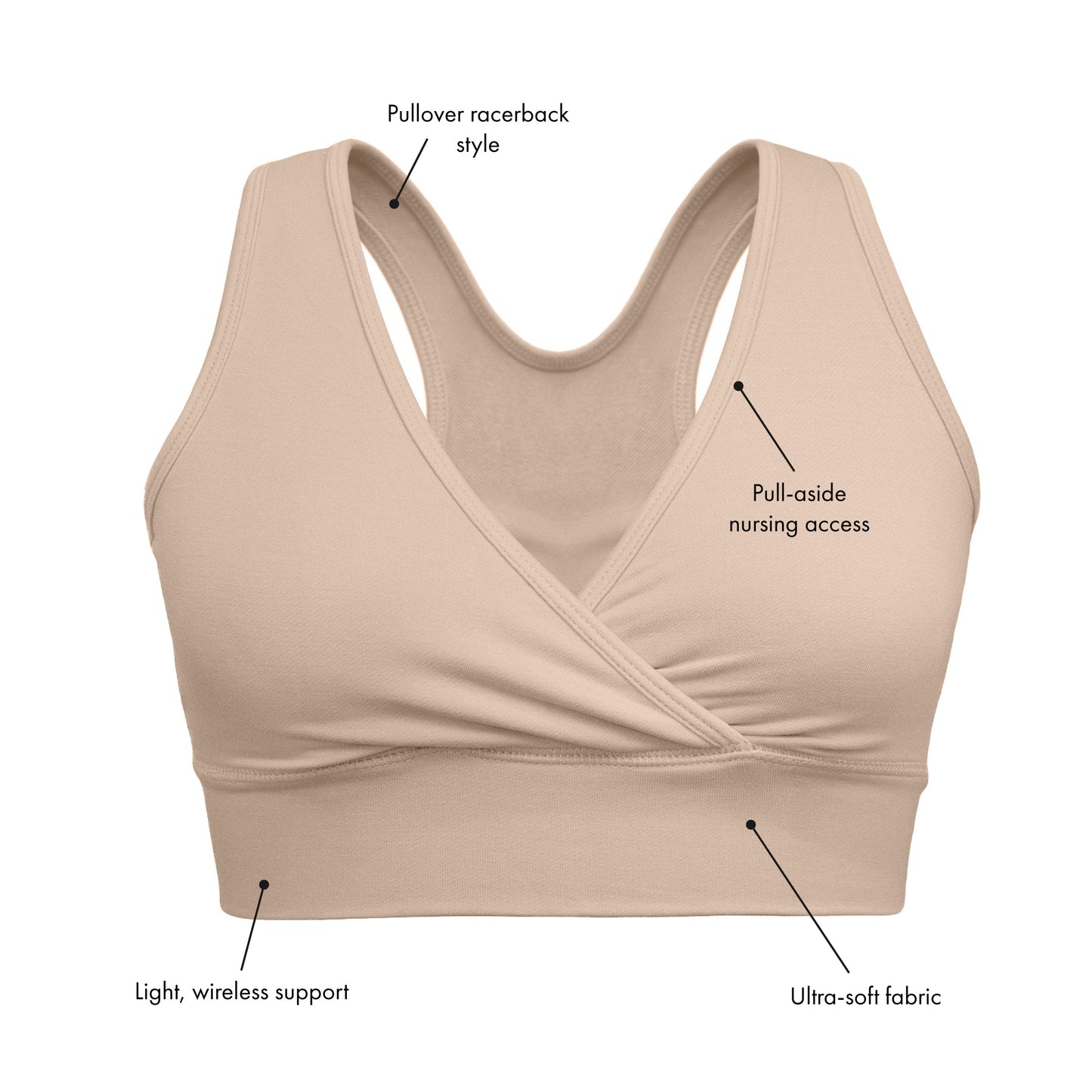 French Terry Racerback Nursing & Sleep Bra | Beige-Bras-Kindred Bravely