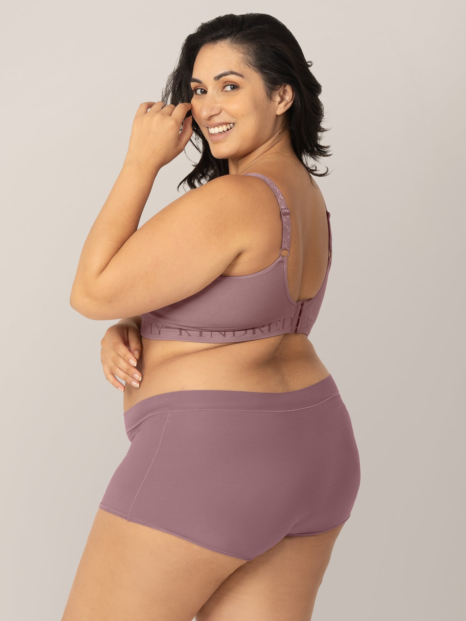 Back view of Model wearing the Twilight Grow with Me™ Maternity & Postpartum Boyshort.