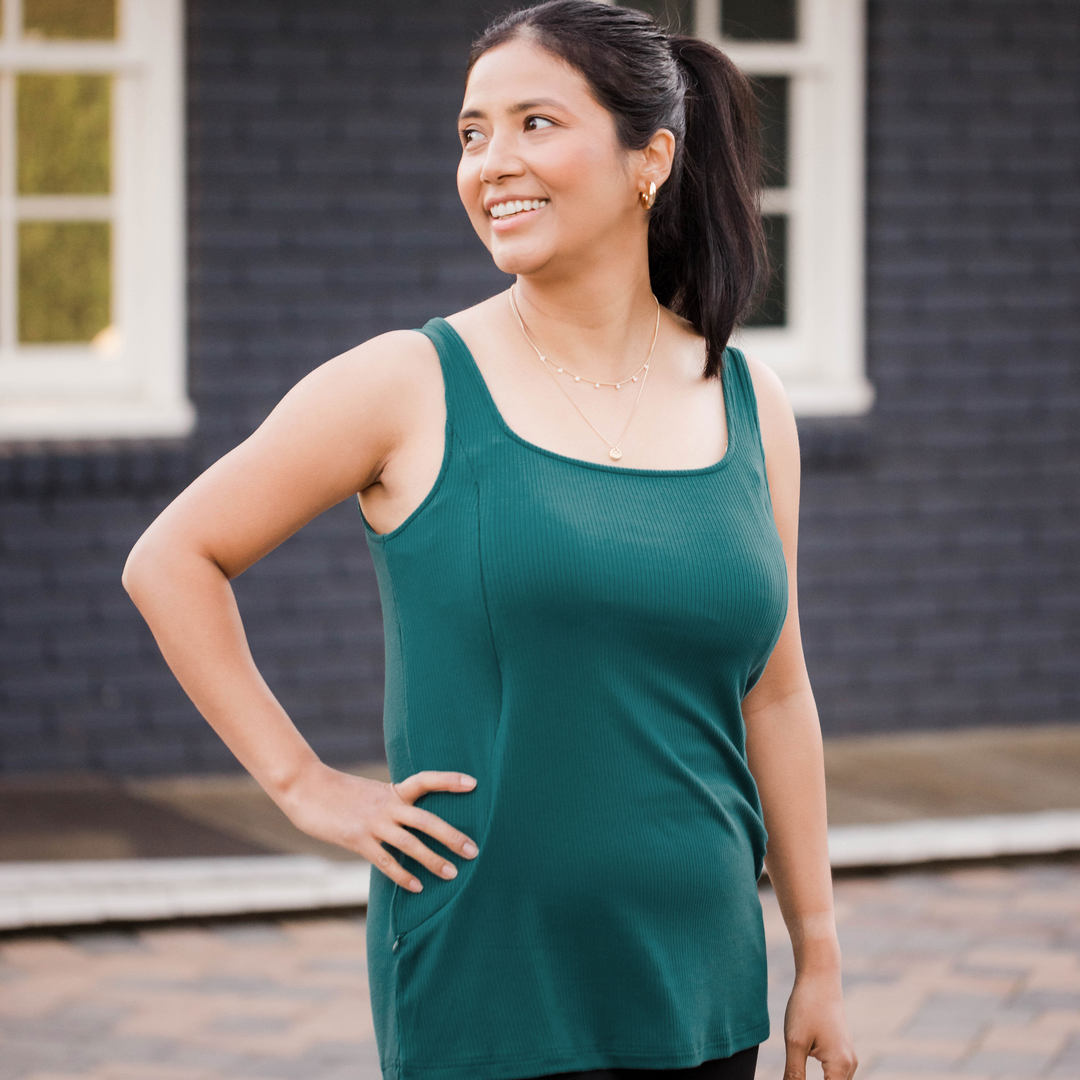 Harper Nursing & Pumping Ribbed Tank | Teal-Tops-Kindred Bravely