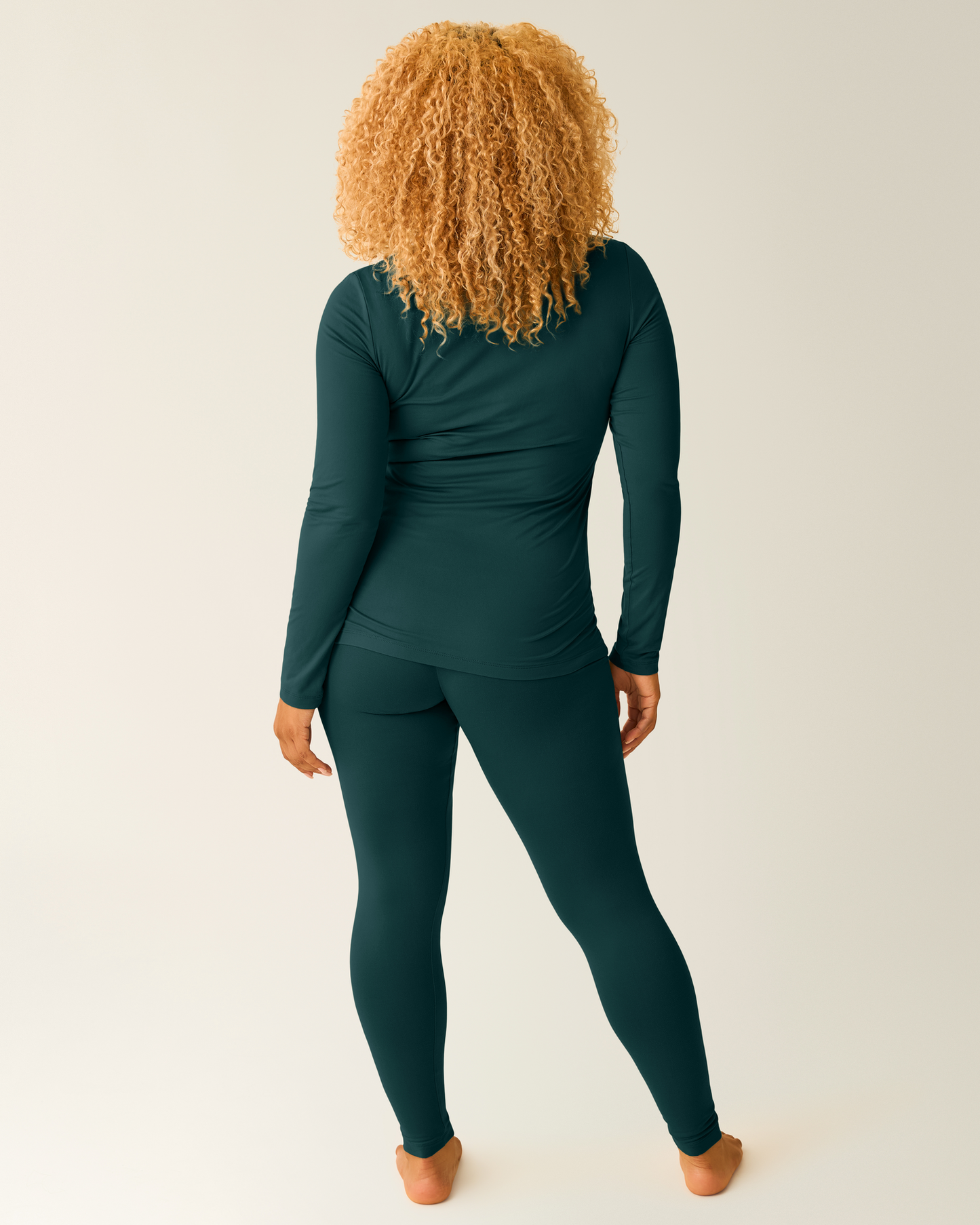 Back of woman wearing the Jane Nursing Pajama Set in Evergreen
