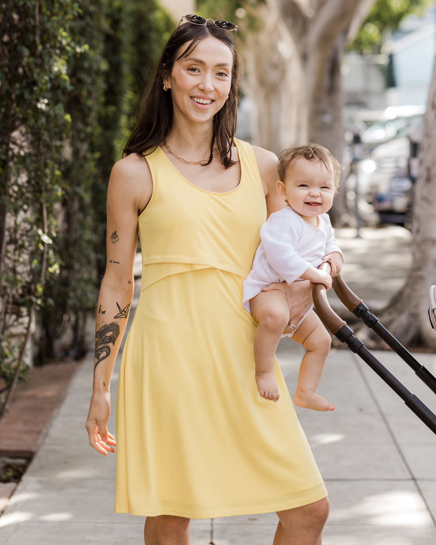 Penelope Crossover Nursing Dress | Butter Yellow S Penelope Crossover Nursing Dress | Butter Yellow S