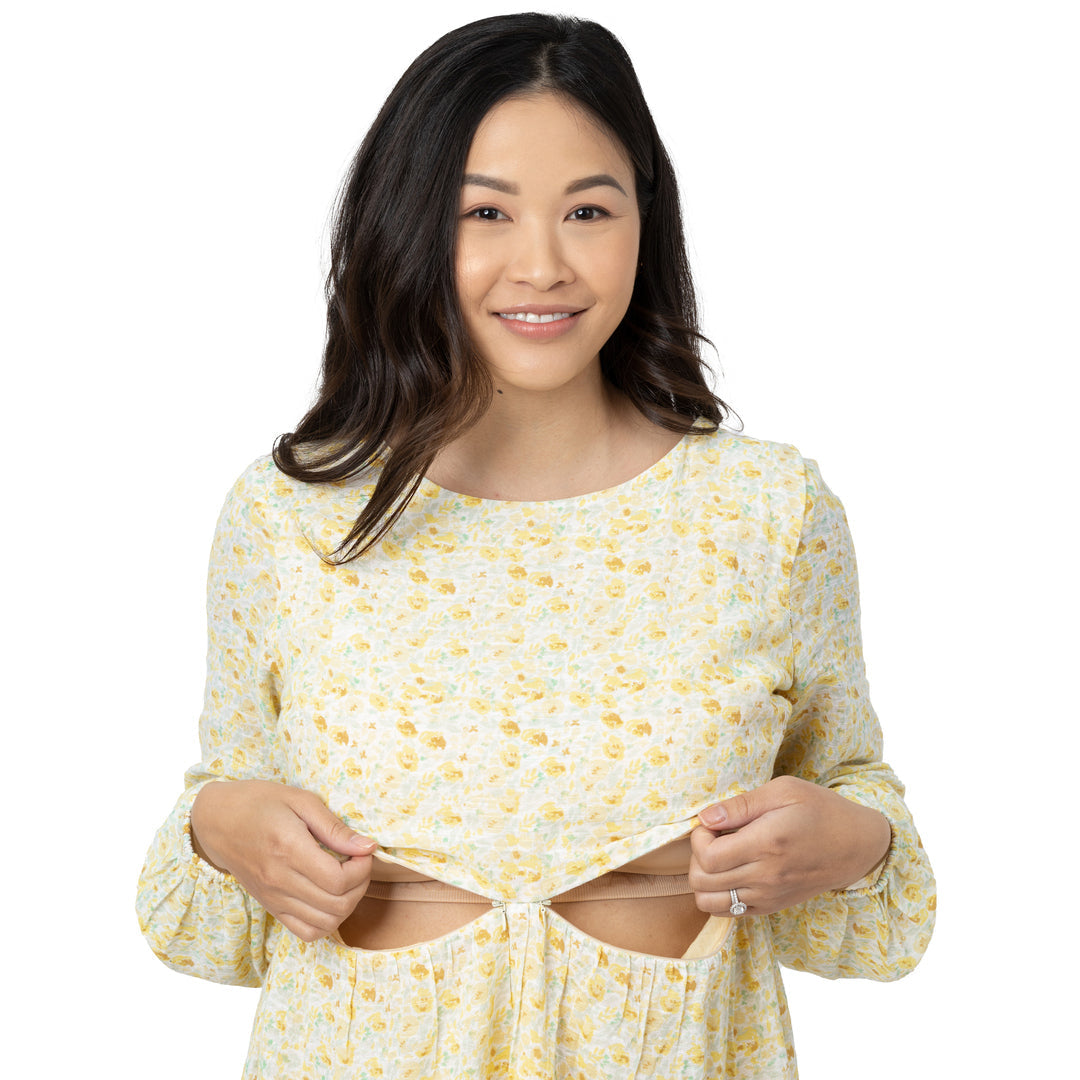 Millie Tiered Nursing & Maternity Long Sleeve Dress | Marigold-Bottoms & Dresses-Kindred Bravely