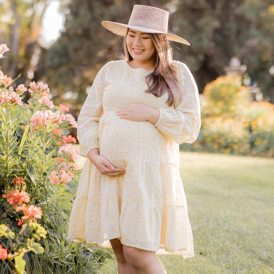 Millie Tiered Nursing & Maternity Long Sleeve Dress | Marigold-Bottoms & Dresses-Kindred Bravely