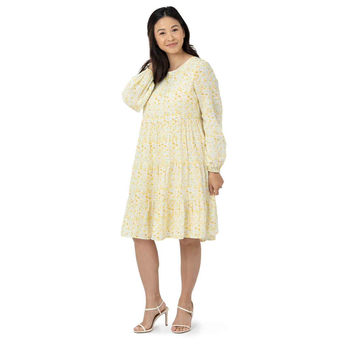 Millie Tiered Nursing & Maternity Long Sleeve Dress | Marigold-Bottoms & Dresses-Kindred Bravely