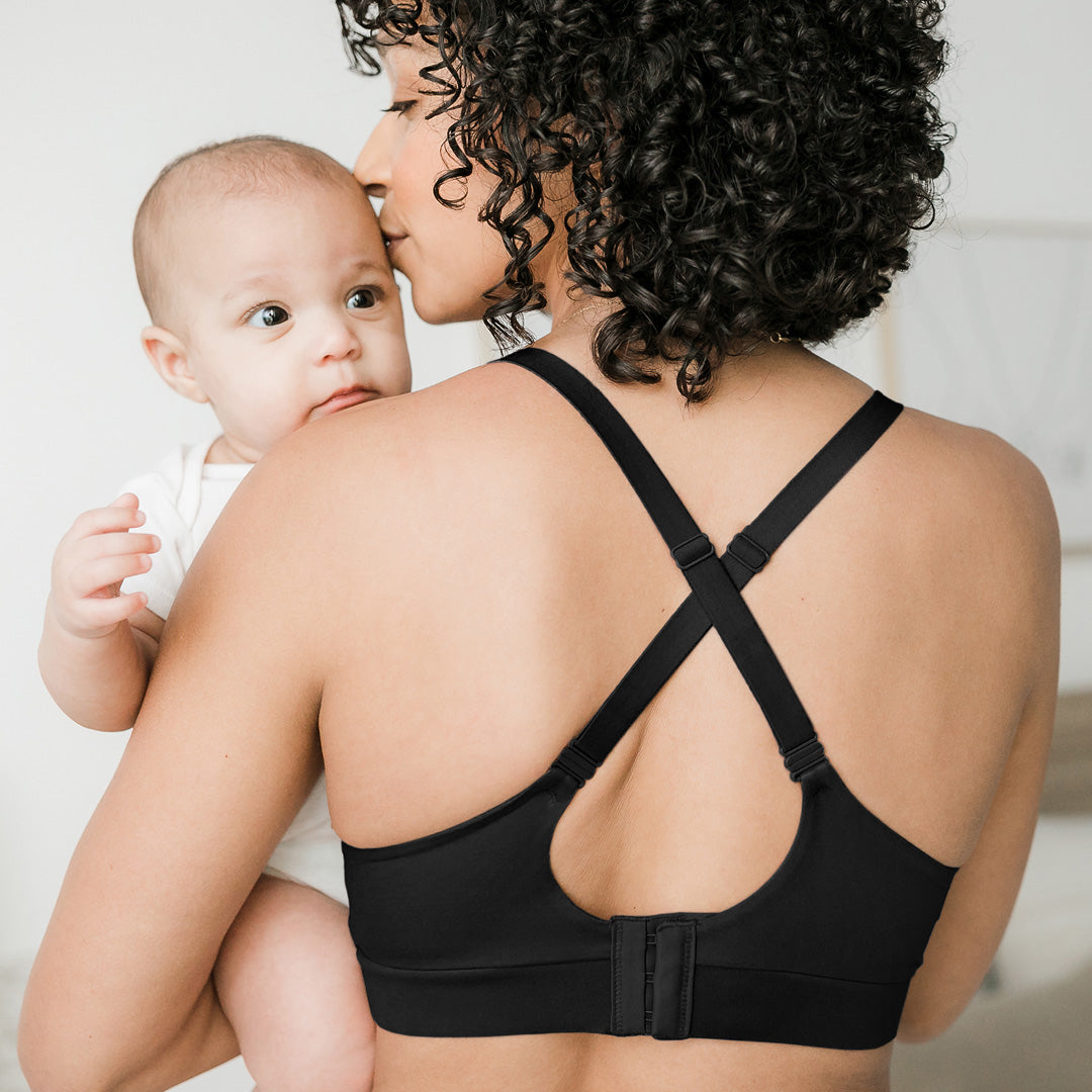 Minimalist Hands-Free Pumping & Nursing Plunge Bra | Black-Bras-Kindred Bravely