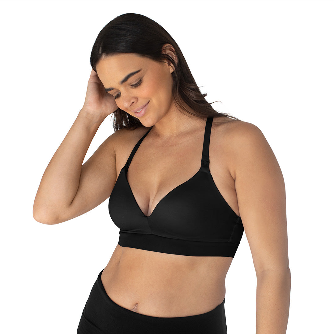 Minimalist Hands-Free Pumping & Nursing Plunge Bra | Black-Bras-Kindred Bravely