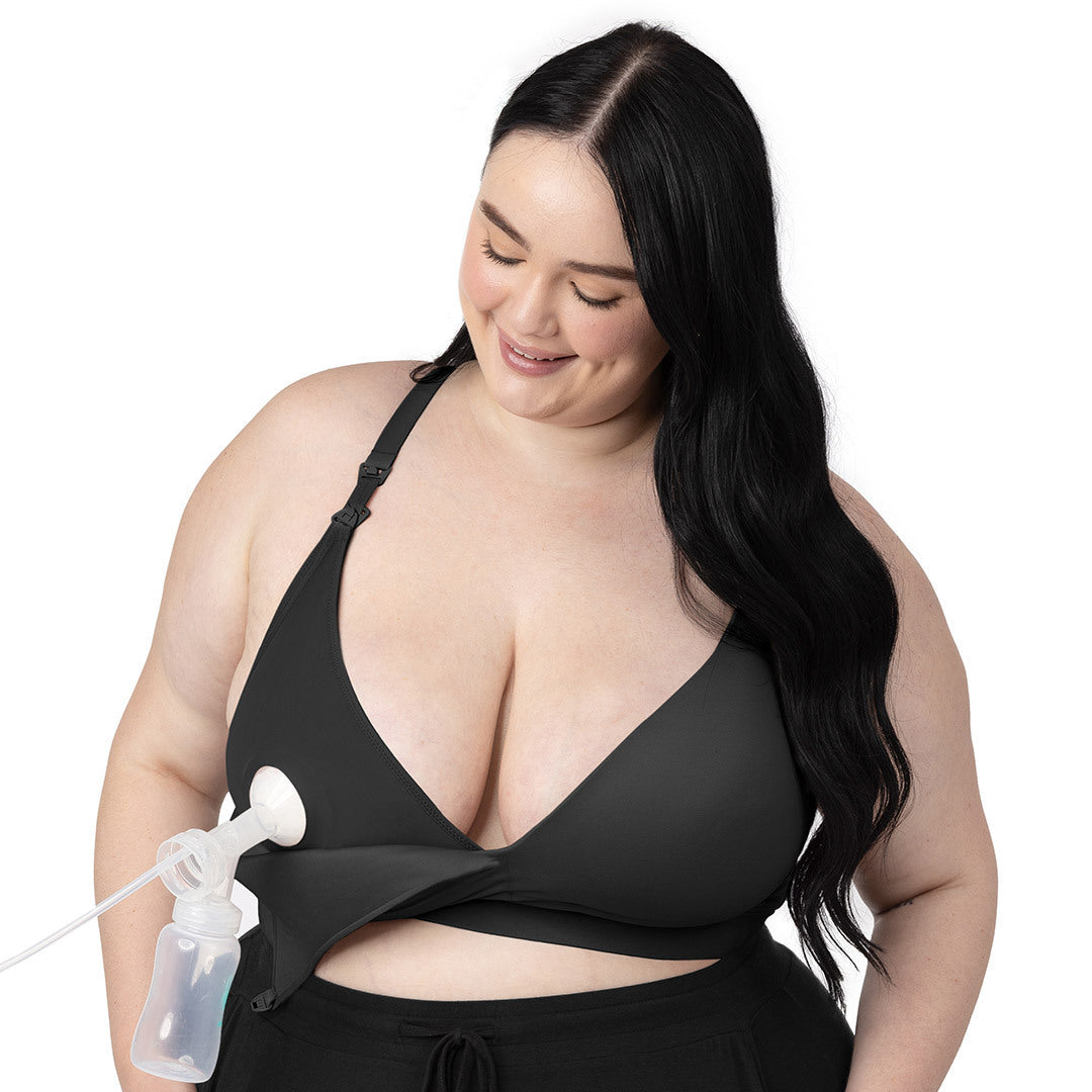 Minimalist Hands-Free Pumping & Nursing Plunge Bra | Black-Bras-Kindred Bravely