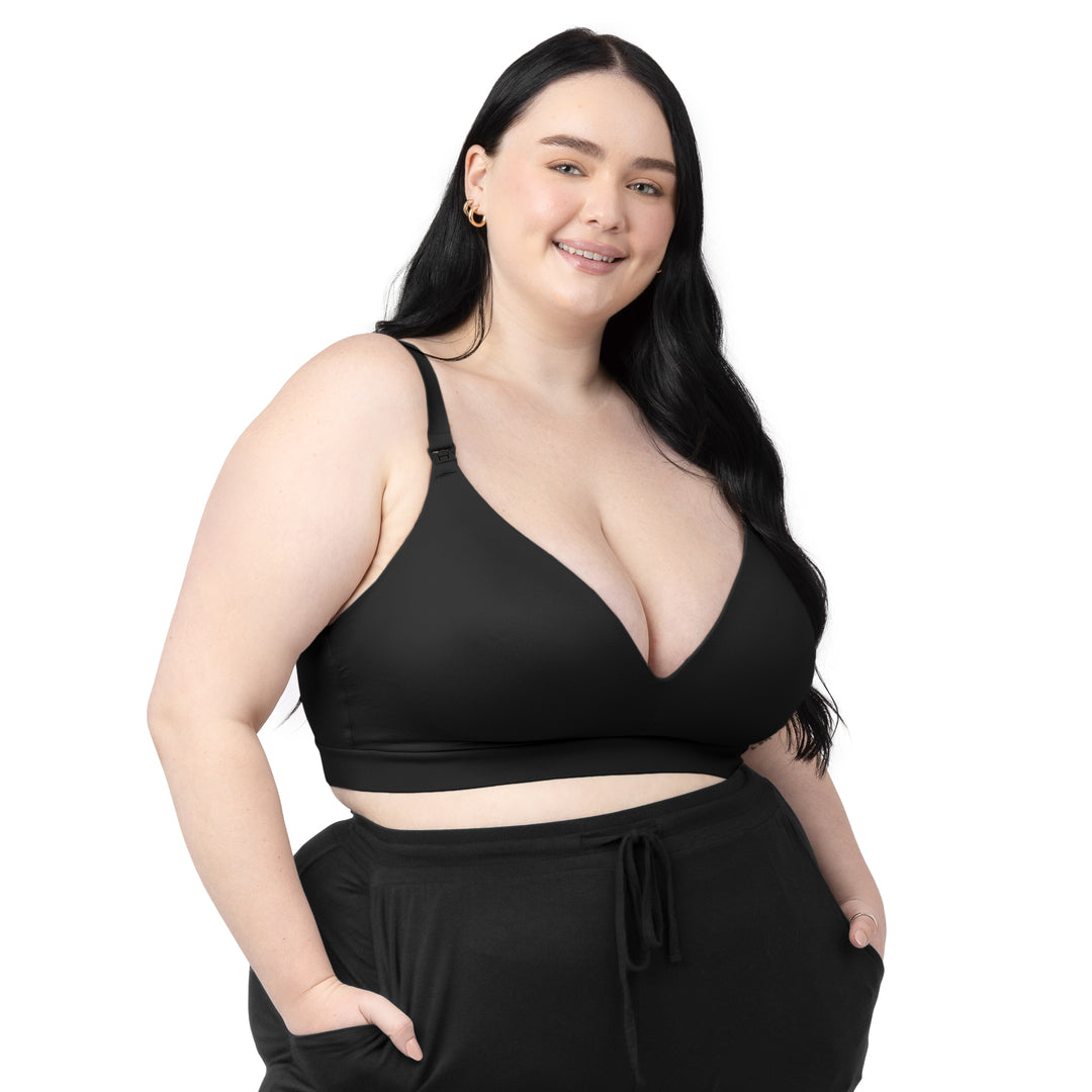 Minimalist Hands-Free Pumping & Nursing Plunge Bra | Black-Bras-Kindred Bravely