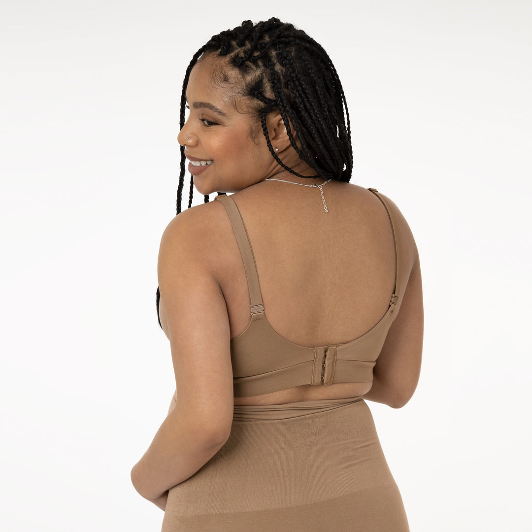 Minimalist Hands-Free Pumping & Nursing Plunge Bra | Latte-Bras-Kindred Bravely